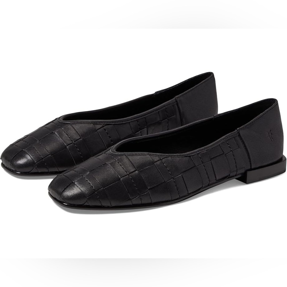 NWOT Frye Claire woven leather ballet flat black flats minimalist chic